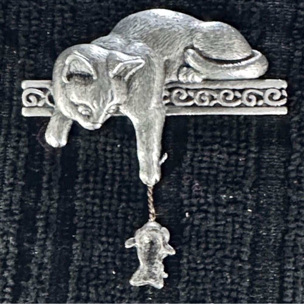 Vintage Jonette Jewelry Cat and Mouse Brooch